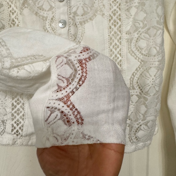 Free People Jae White Lace button up Blouse - Picture 5 of 7